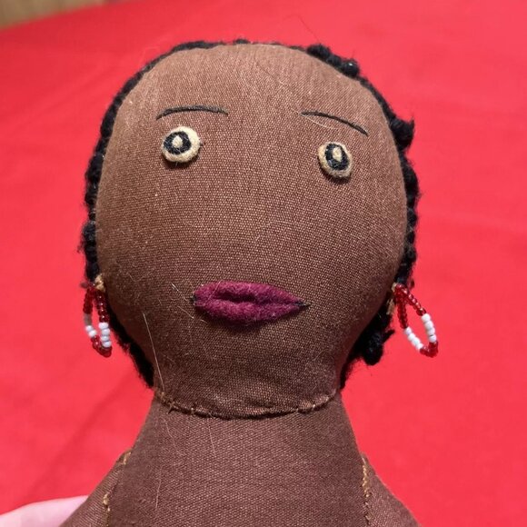 HANDMADE African Cloth Doll & Baby Folk Art In Kenya - Vtg Lot of 2 #R4 - Picture 4 of 5